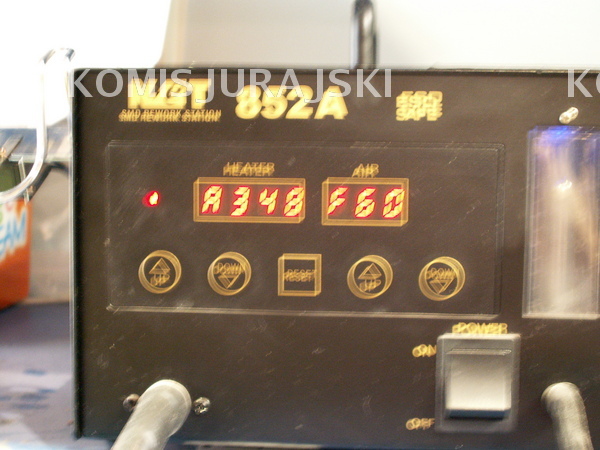 Nastawiona temperatura na stacji hot air przed którą zabezpiecza Kapton tape