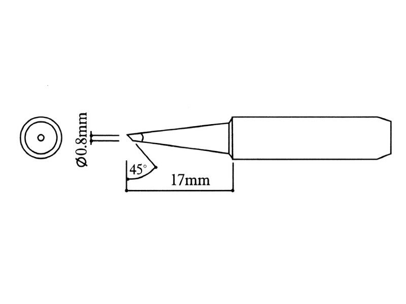 Grot lutowniczy ścięty ukośnie 0.8mm 900M T-0.8CHQ Black  do stacji WEP AOYUE ZHAOXIN YIHUA PT