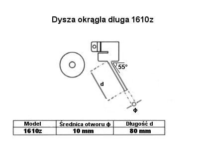 Długa dysza okrągła kątowa 10mm do stacji hot-air (Mocowanie 22mm) - Model 1610Z