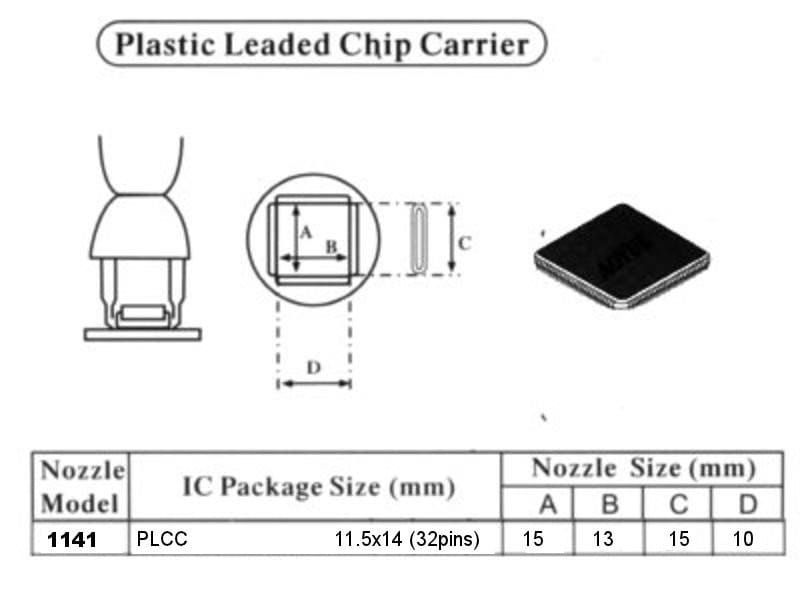 Dysza hotair do PLCC 11.5x14mm 32pins 1141