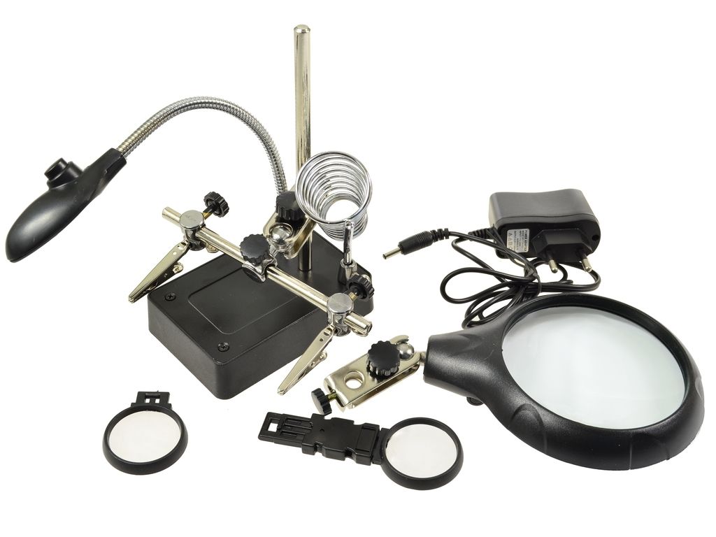 Trzecia ręka ZD-126-3 uchwyt i lupa, podświetlenie LED