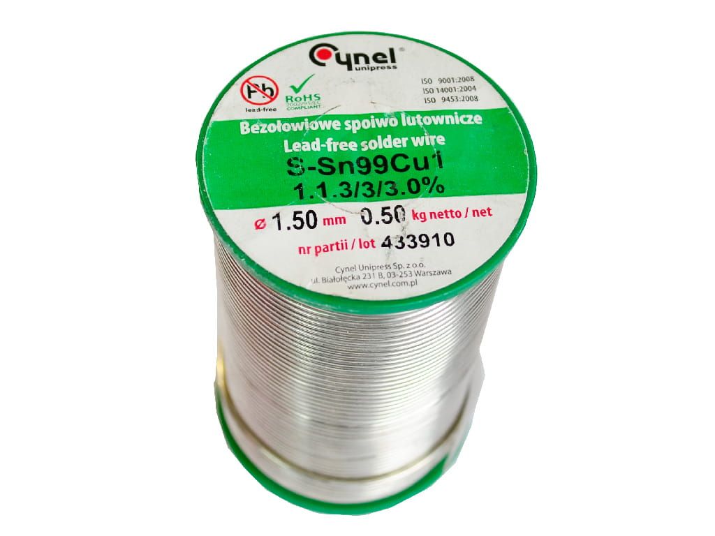 Cyna z topnikiem 1,50mm 500g S-Sn99Ag0,3Cu0,7  PB FREE