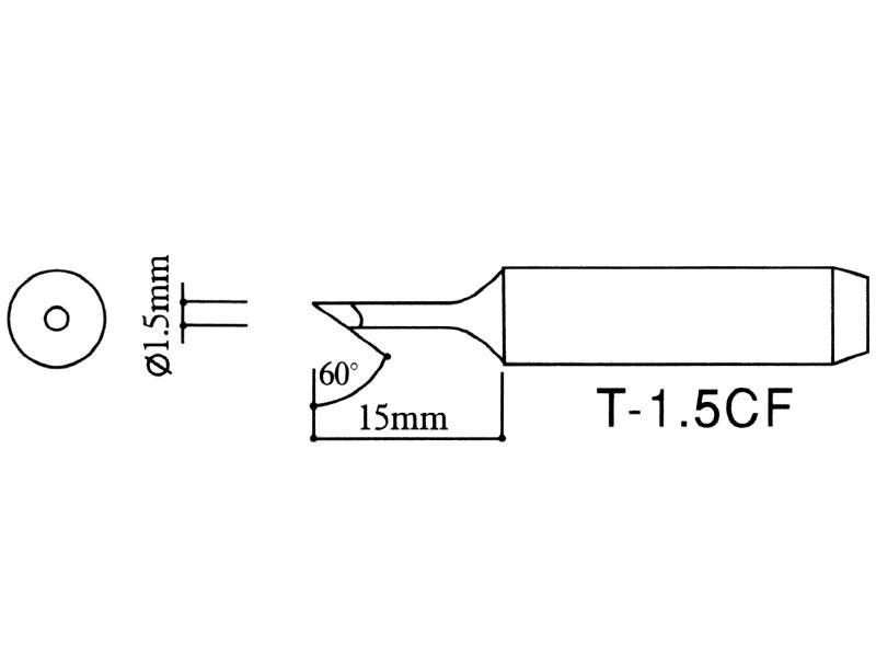 Grot lutowniczy ścięty ukośnie 1.5mm 900M T-1.5CF HQ Black do stacji WEP AOYUE ZHAOXIN YIHUA PT
