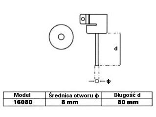 Długa dysza okrągła 8mm do stacji hot-air (Mocowanie 22mm) - Model 1608D