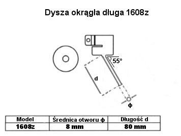 Dysza długa okrągła 8mm pod kątem 1608z