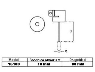 Długa dysza okrągła 10mm do stacji hot-air (Mocowanie 22mm) - Model 1610D