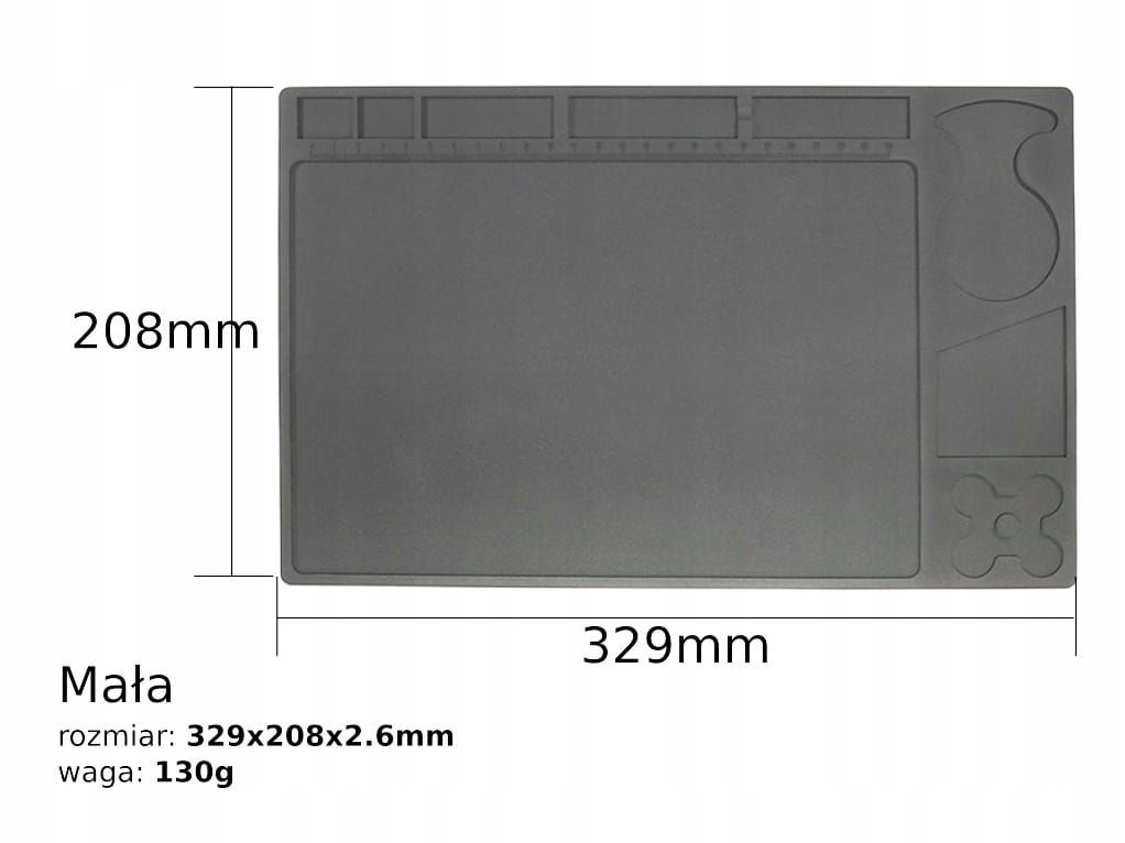 Mata Silikonowa Organizer 33x21cm Odporna na 530°C - Czarna
