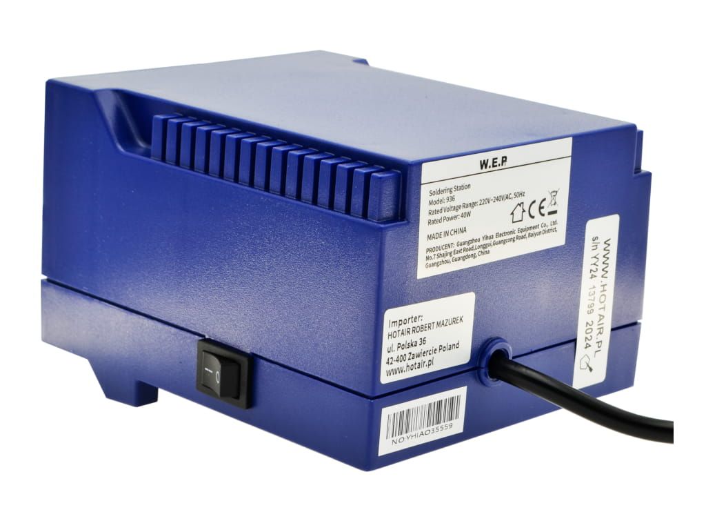 Stacja lutownicza WEP 936 60W ESD Safe - MEGA ZESTAW z elektrycznym odsysaczem 30W, Kontaktem IPA 100ml, 10x Grot i chemią
