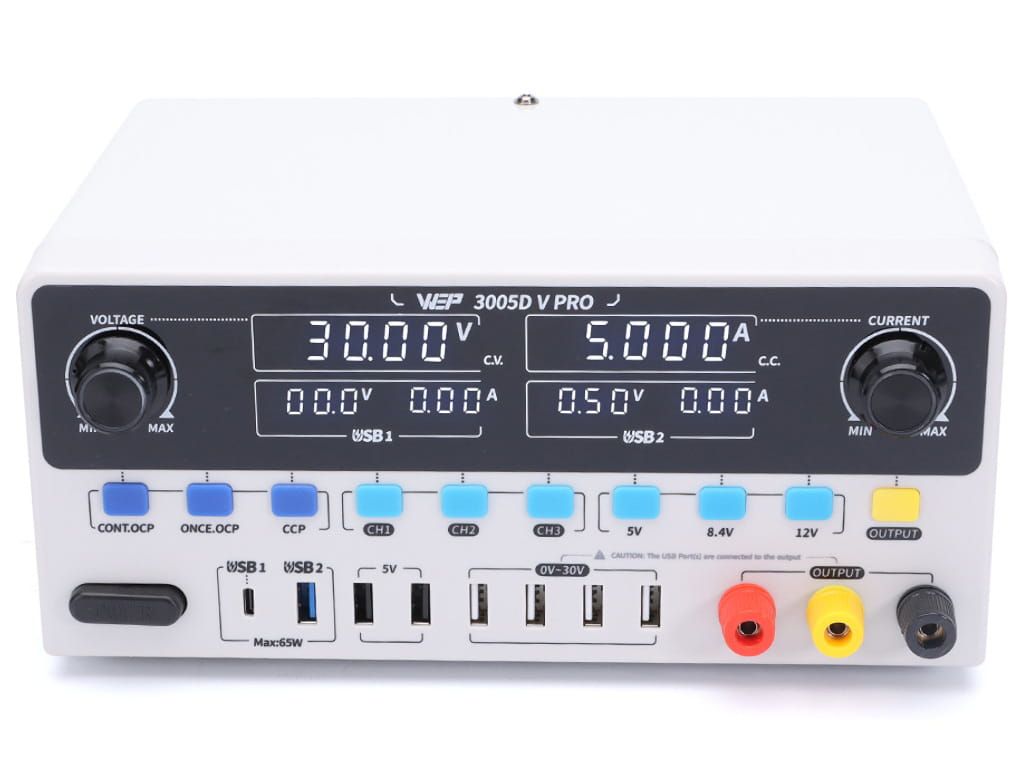Zasilacz Laboratoryjny WEP 3005D-V 30V 5A 8xUSB precyzyjny