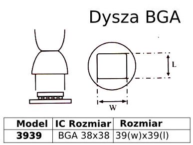Dysza Lutownicza do stacji hotair BGA 38x38 3939