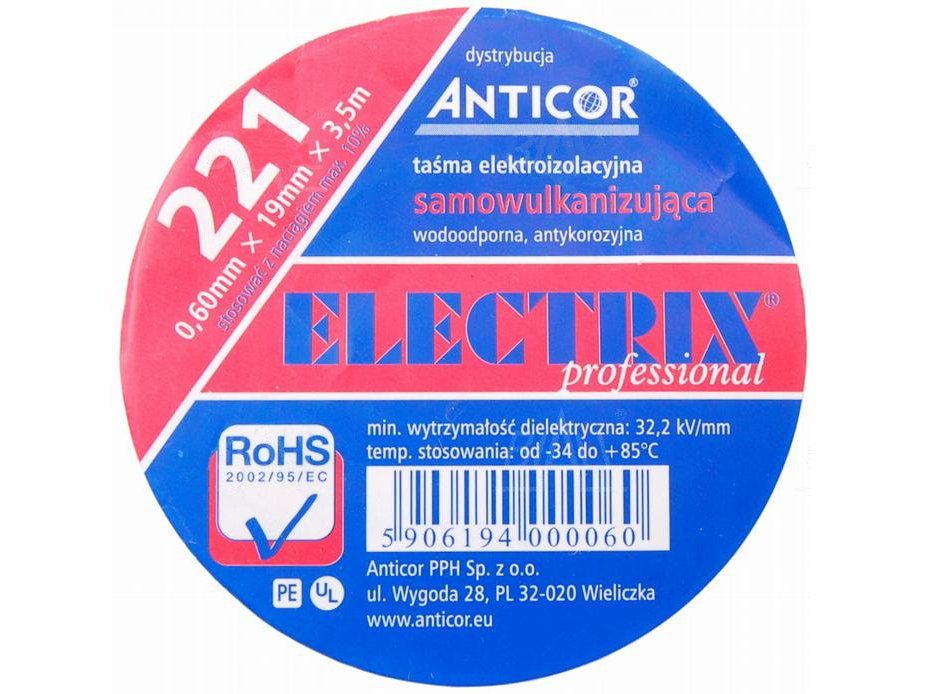 Taśma ELECTRIX samowulk.polietylenowa 19mmx3,5m BK
