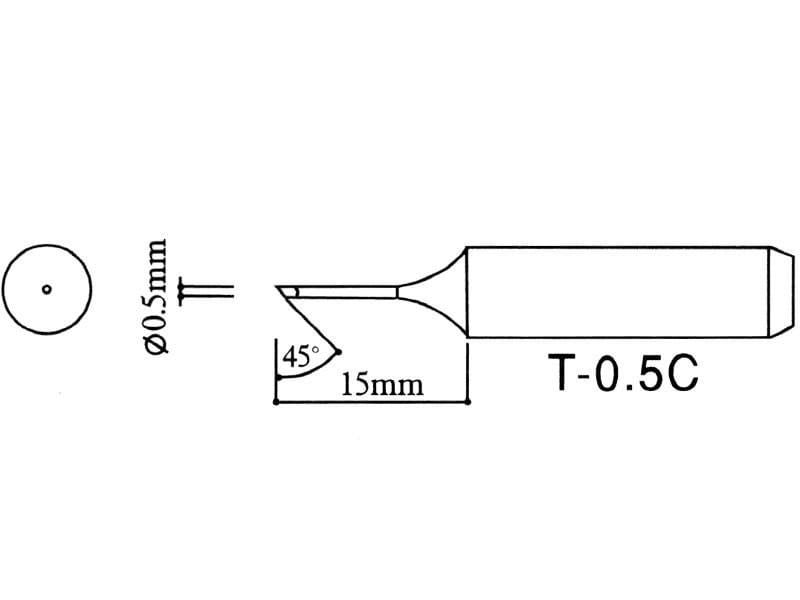 Grot lutowniczy ścięty ukośnie 0.5mm 900M T-0.5CHQ Black do stacji WEP AOYUE ZHAOXIN YIHUA PT