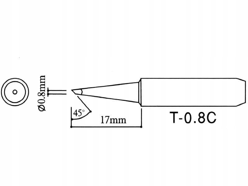 Grot lutowniczy ścięty ukośnie 0.8mm 900M T-0.8CHQ Black  do stacji WEP AOYUE ZHAOXIN YIHUA PT