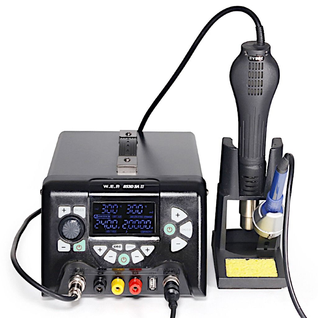 Stacja lutownicza WEP 853D 5A II zasilacz 30V/5A + FLUX ODSYSACZ