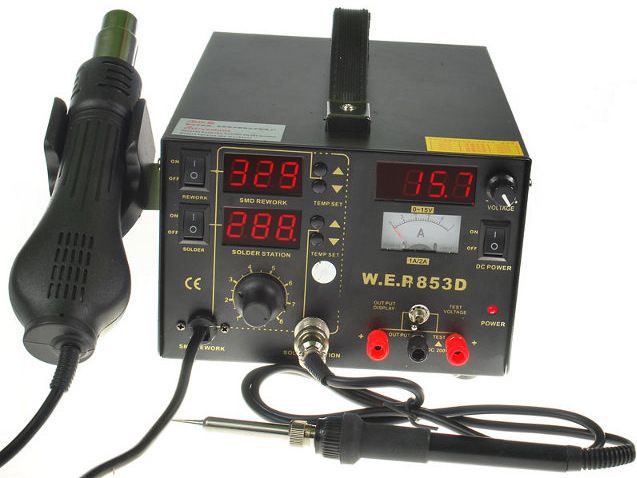 Stacja lutownicza Hotair WEP 853D 5w1 z zasilaczem 15V/1A