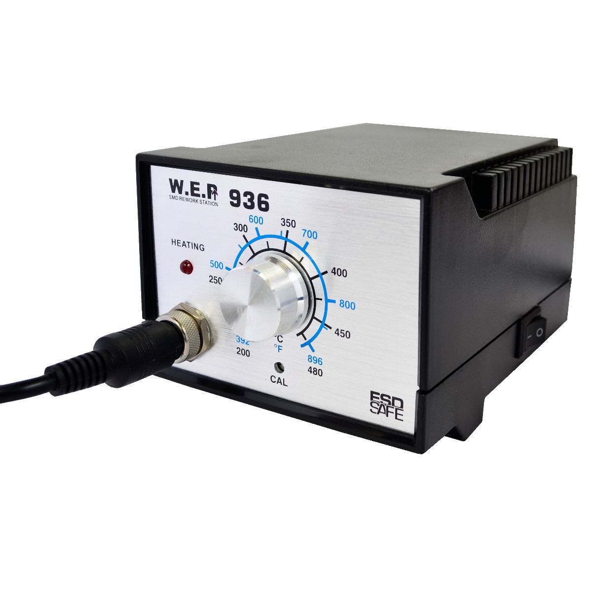 Stacja lutownicza WEP 936 60W Transformatorowa ESD Safe - Zestaw Akcesoriów (Elektryczny Odsysacz 40W, Kontakt IPA 100ml, Topnik, Kalafonia, Pasta, Cyna, 10x Grot)