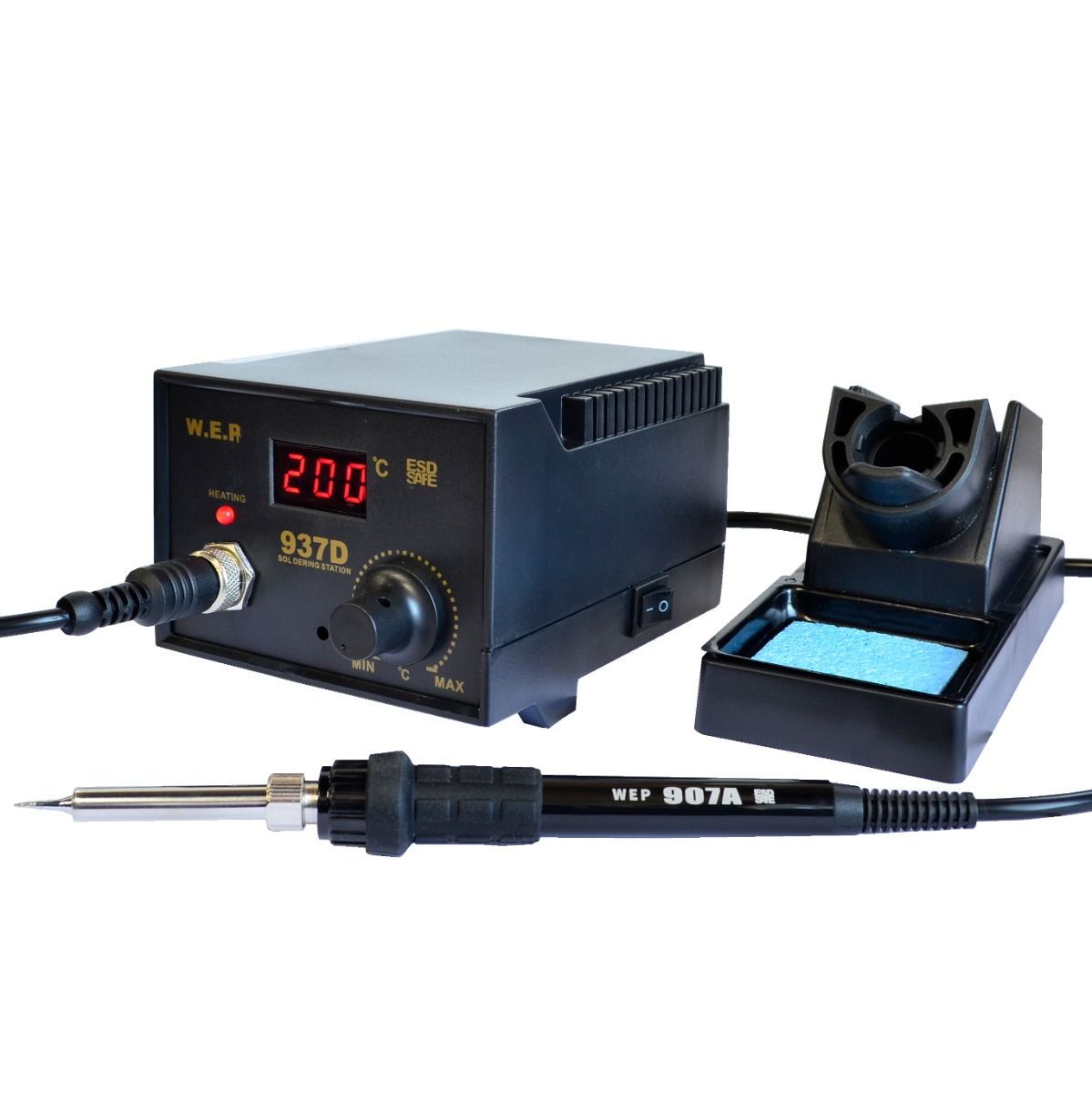 Stacja lutownicza grotowa WEP 937D 60W LED + Groty, cyna, flux 223