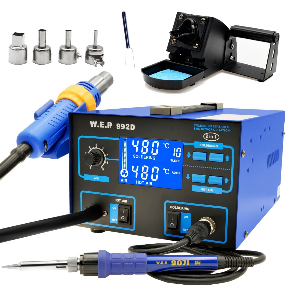 Stacja lutownicza HOTAIR WEP 992D +Mata silikonowa 44x31cm, dysze, chwytakę