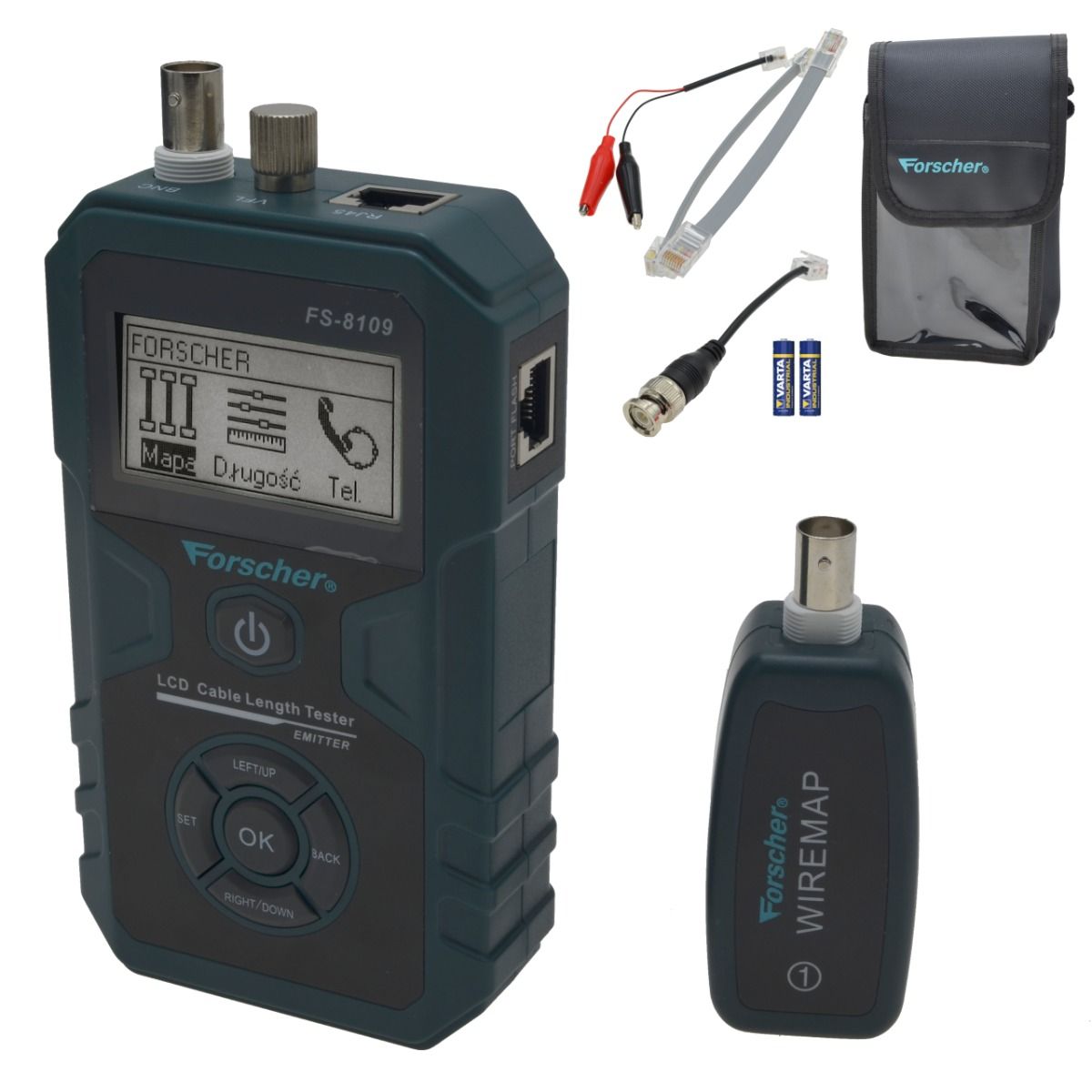 Zaawansowany tester sieci LAN RJ-45 z pomiarem PoE i długości kabla | Forscher FS8109