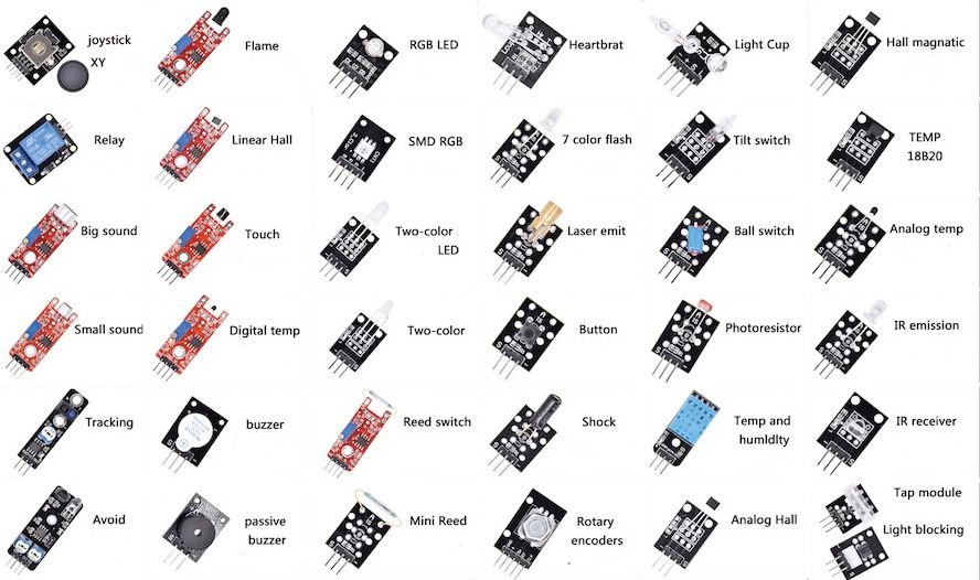 Zestaw 37 modułów z zgodny z Arduino