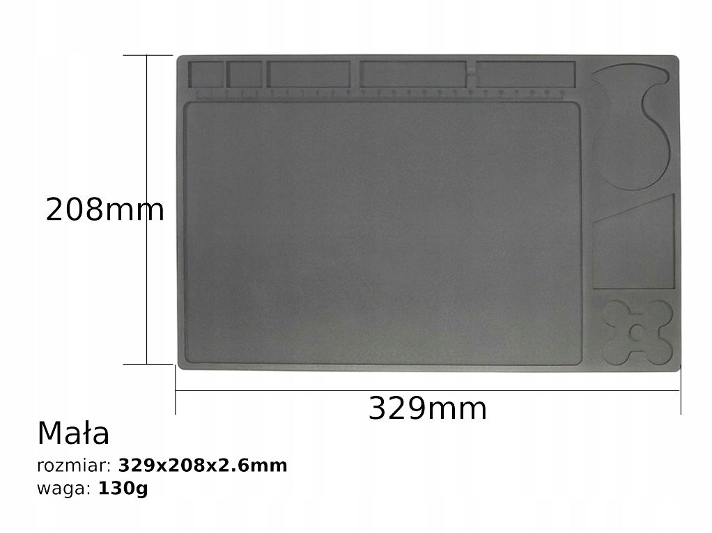 Mata Silikonowa Organizer 33x21cm Odporna na 530°C - Czarna
