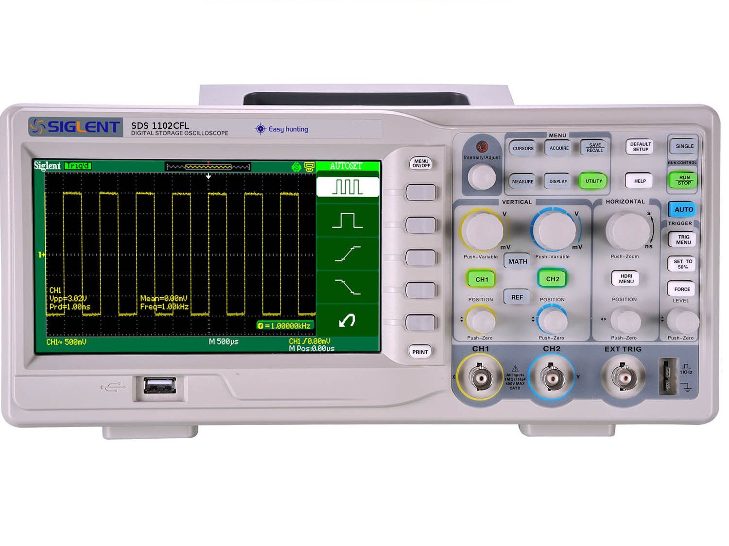 Oscyloskop cyfrowy Siglent SDS1102CFL 2Gs 100MHz ekran 7"