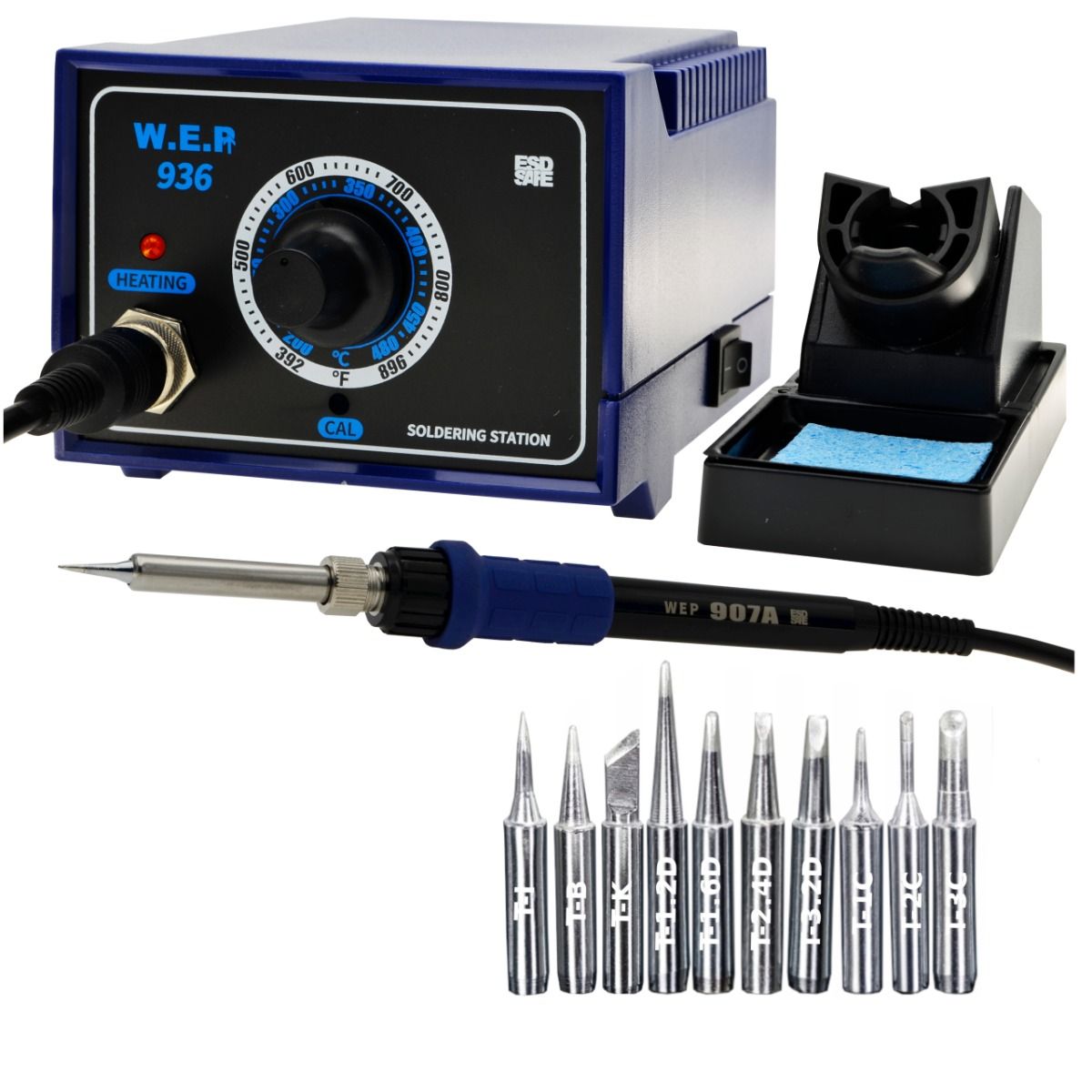 Stacja lutownicza grotowa WEP 936 60W ESD Safe + Mata silikonowa organizer do serwisu