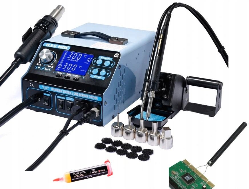 Stacja lutownicza HOTAIR WEP 992DA+ 3 programy pracy + Flux 223, dysze