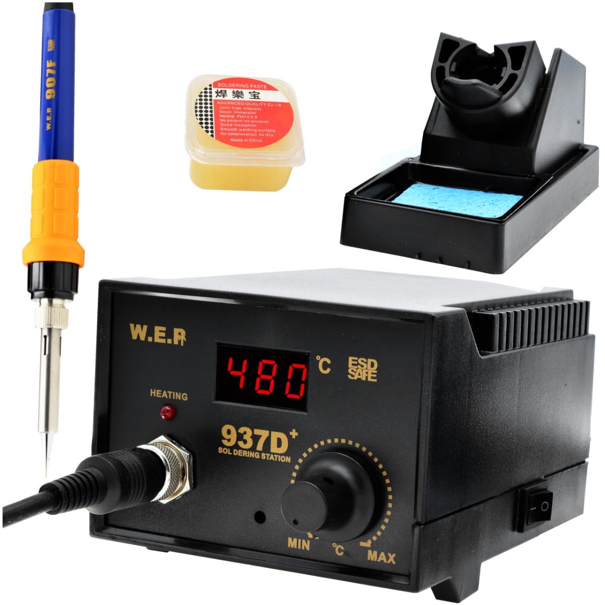Stacja lutownicza grotowa WEP 937D+ 75W LED +Pasta lutownicza
