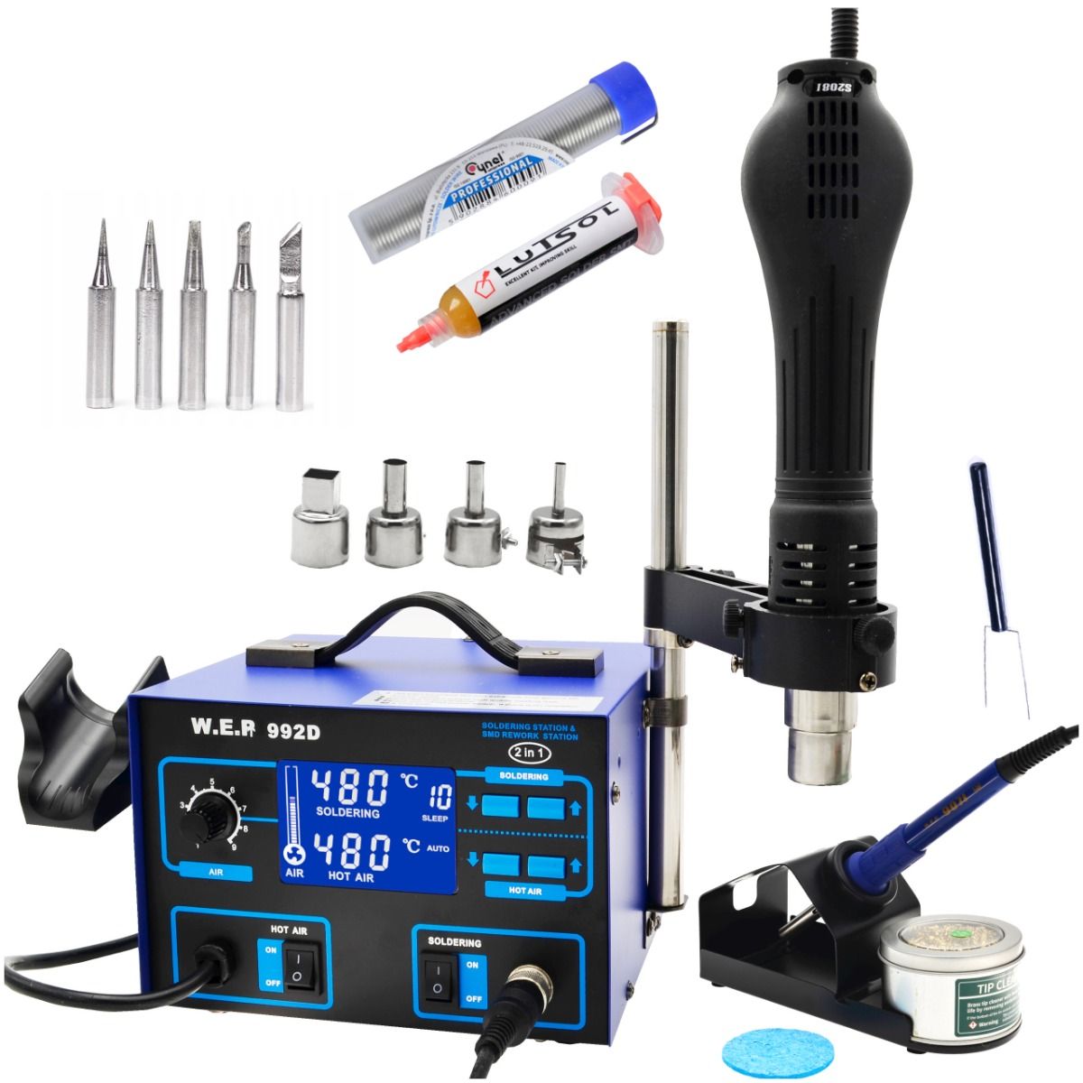 Stacja Lutownicza HOTAIR WEP 992D +GROTx5 FLUX 223 Cyna