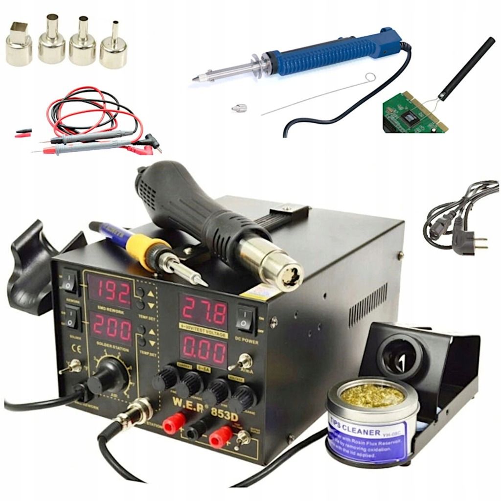 Stacja lutownicza WEP 853D 5A zasilacz 30V/5A +Odsysacz elektryczny