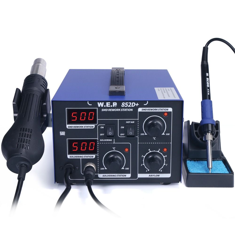 Stacja Lutownicza HOTAIR WEP 852D+ 2w1 3 dysze 660W Groty 900M Cyna Pasta