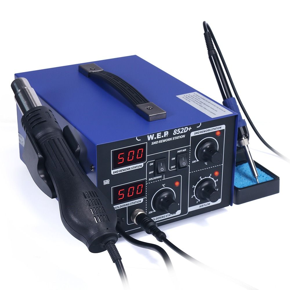 Stacja lutownicza 2w1 HOTAIR WEP 852D+ 740W wentylator + Mata, flux 223