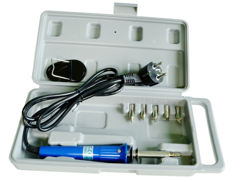 Lutownica 30W wypalarka drewna pirograf +walizka +5 grotów