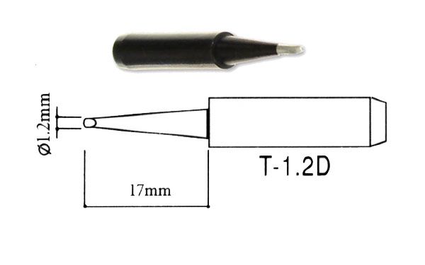 Grot lutowniczy śrubokręt płaski 1.2mm 900M T-1.2DHQ Black do stacji WEP AOYUE ZHAOXIN YIHUA PT