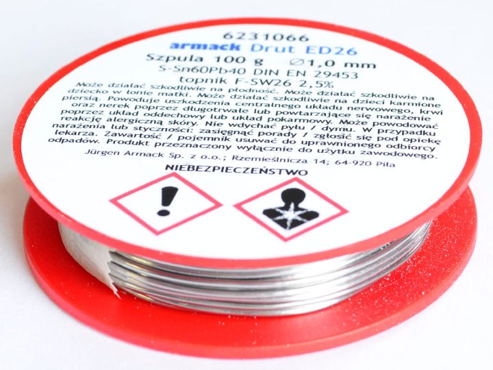 Cyna ołowiowa z topnikiem 1,00mm - 100g - S-Sn60Pb40
