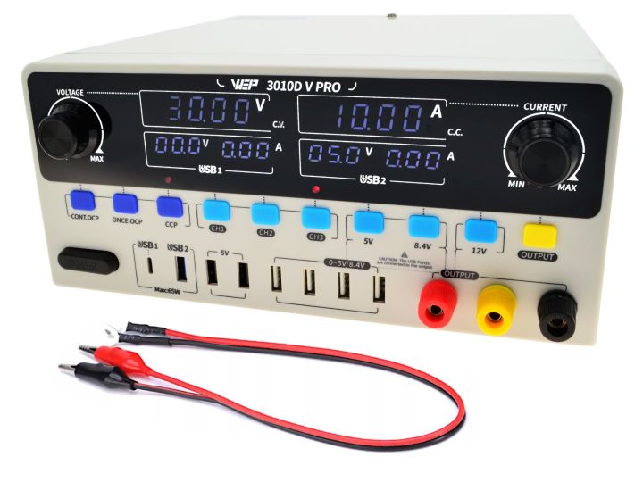 Zasilacz Laboratoryjny WEP 3010D-V PRO 30V 10A 8USB Pamięć ustawień 300W