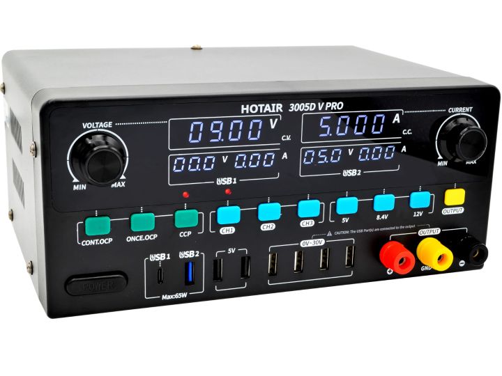 Zasilacz Laboratoryjny HOTAIR 3005D-V PRO 30V 5A 8xUSB 3xPamięć