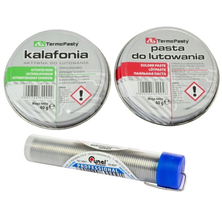 Zestaw lutowniczy – Kalafonia 40g +Pasta 40g +Cyna z topnikiem