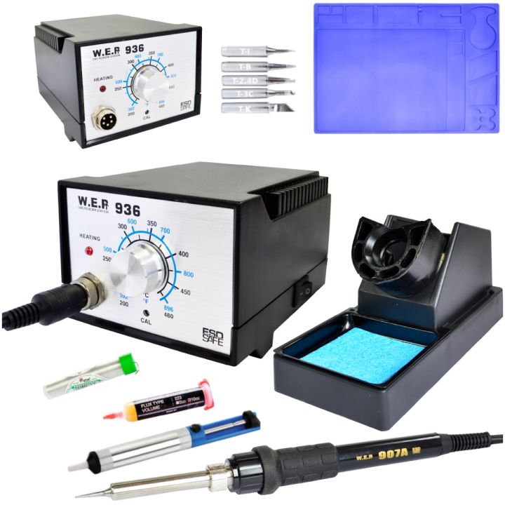 Stacja lutownicza WEP 936 60W ESD Safe + Zestaw (Mata, Groty, Topnik, Odsysacz)