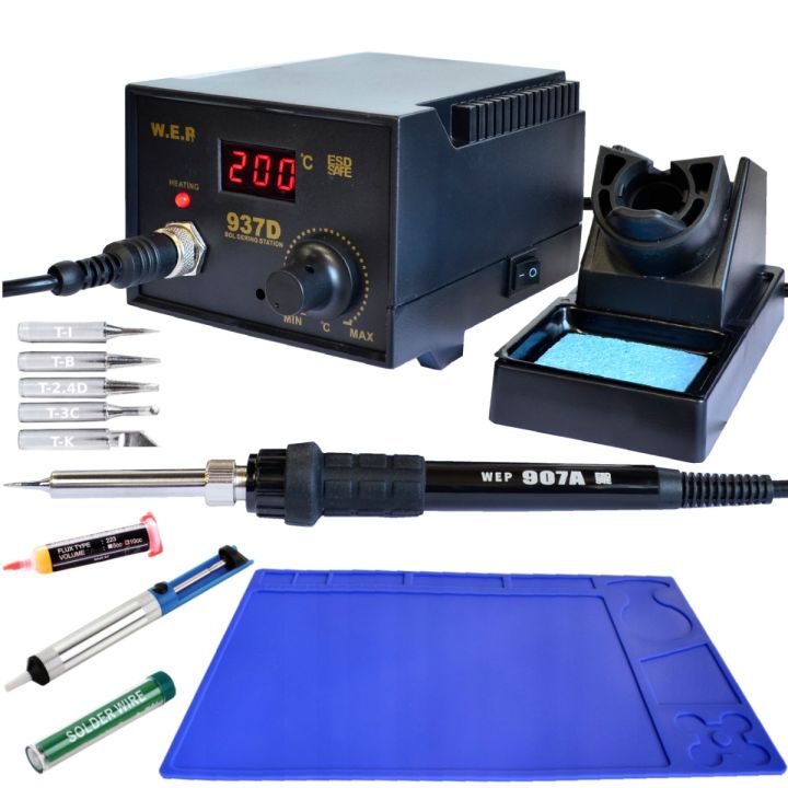 Stacja lutownicza grotowa WEP 937D 60W LED +MATA, GROTY, ODSYSACZ