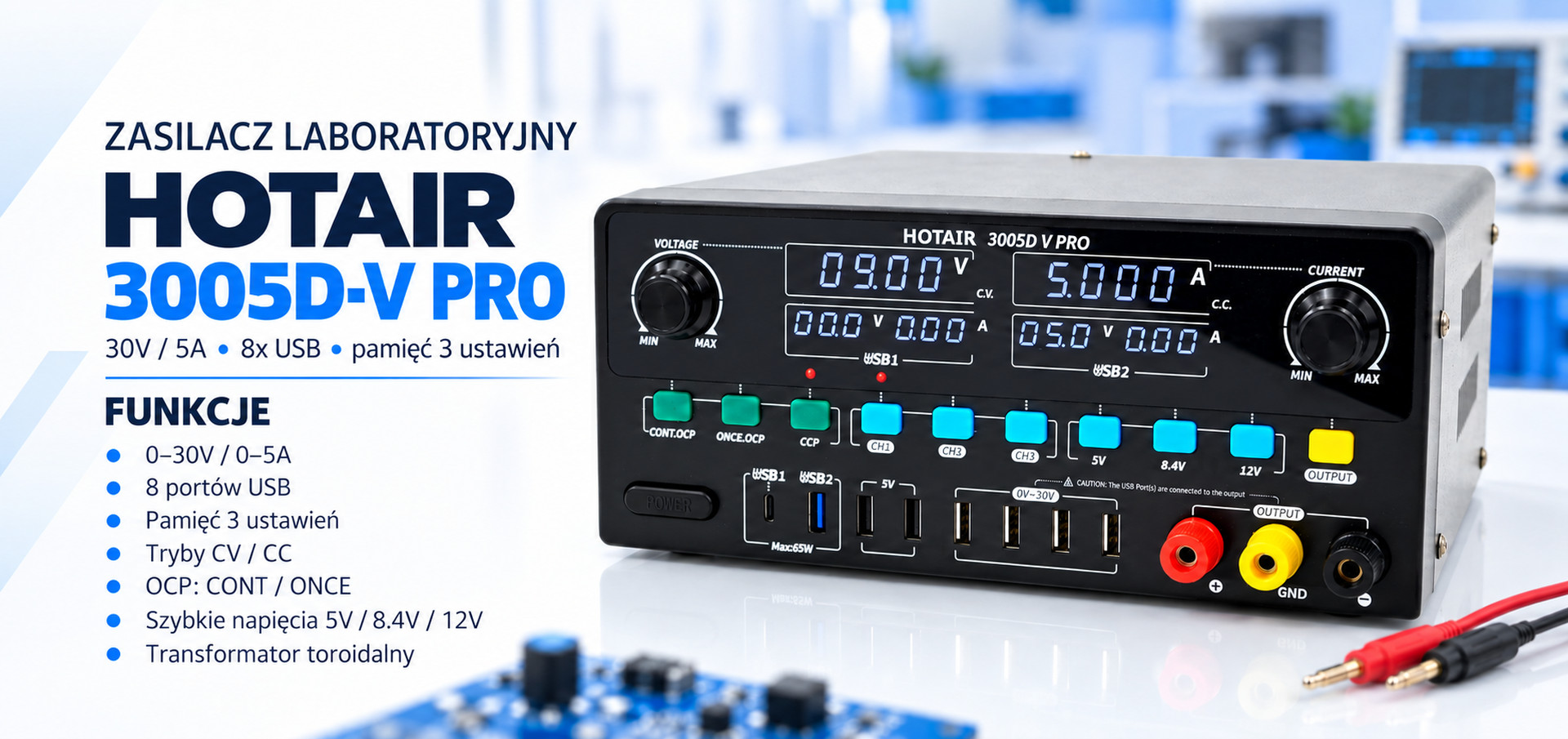 HOTAIR 3005D-V PRO Zasilacz Laboratoryjny 
